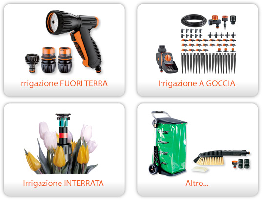 Irrigazione fuori terra, Irrigazione interrata, Irrigazione a goccia, Altro...